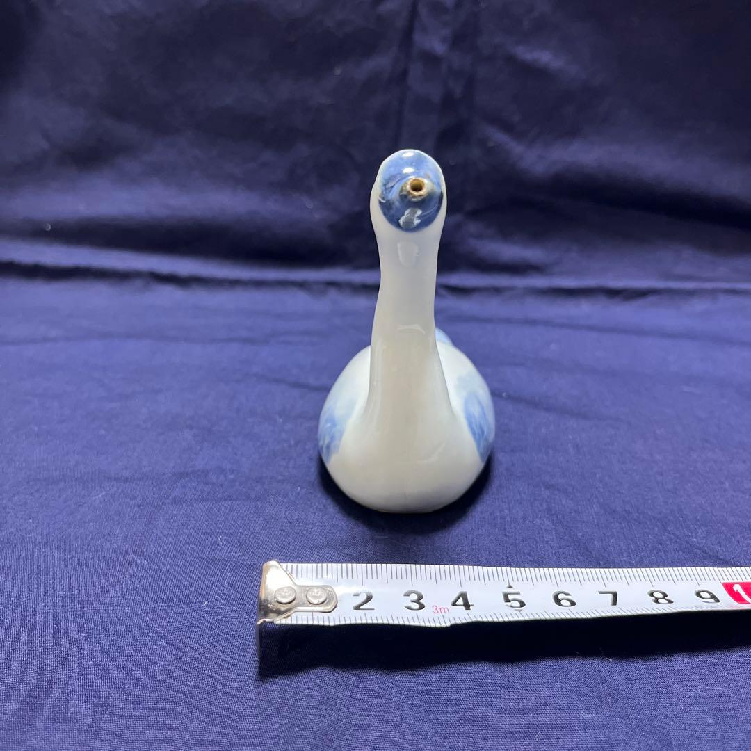 水鳥　水滴　陶器 青と白のグラデーション 約10cm