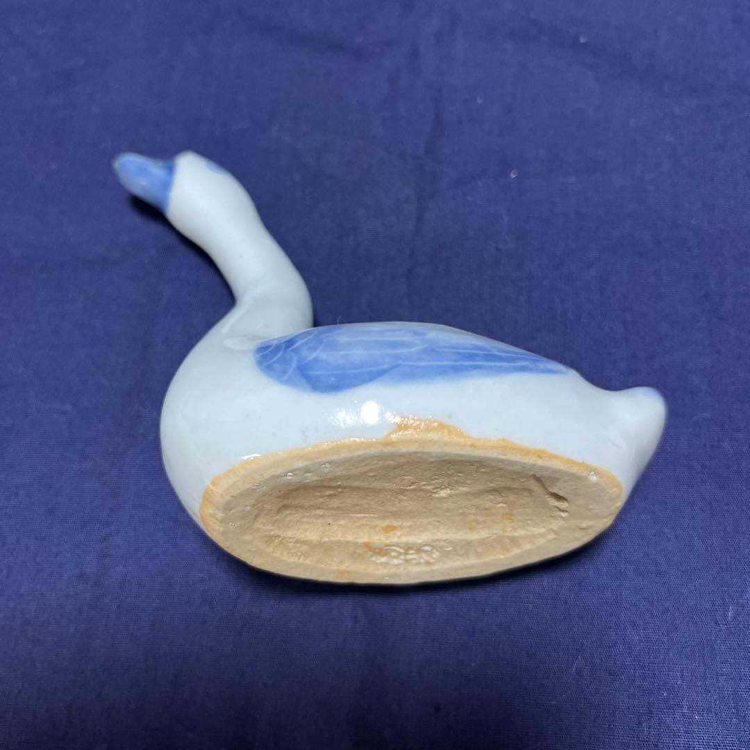 水鳥　水滴　陶器 青と白のグラデーション 約10cm