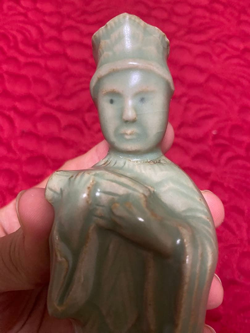 12世紀 高麗青磁 文官形水滴　 (検/文房具李朝徳利酒器新羅唐津古宋備前）