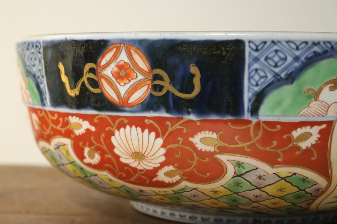 旧家屋蔵出 冨貴長春 伊万里 大鉢 色絵 錦手 菓子鉢 骨董品