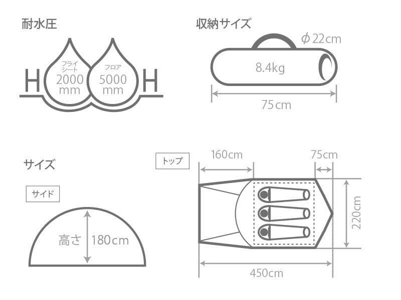 【美品】DOD　ザ・ワンタッチテントM　T3-673-KH　カーキ