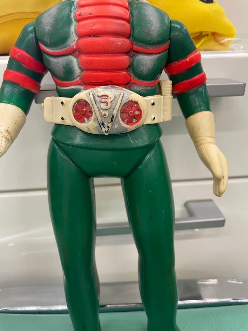 希少　仮面ライダーV3 ソフビ(面取れ) 当時物　マフラー無し
