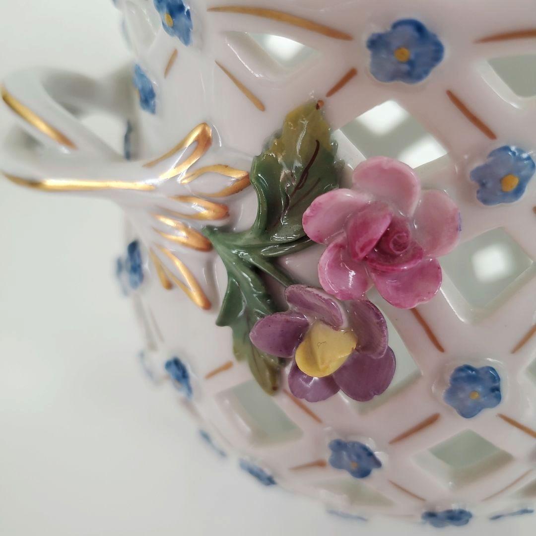 ☆希少　ドレスデン　ドイツ　磁器製　　ヴィンテージ　格子花瓶　高さ12cm