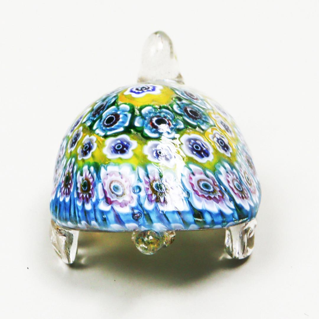 ベネチアンガラス Murano Glass ミルフィオリ カメ ペーパーウエイト