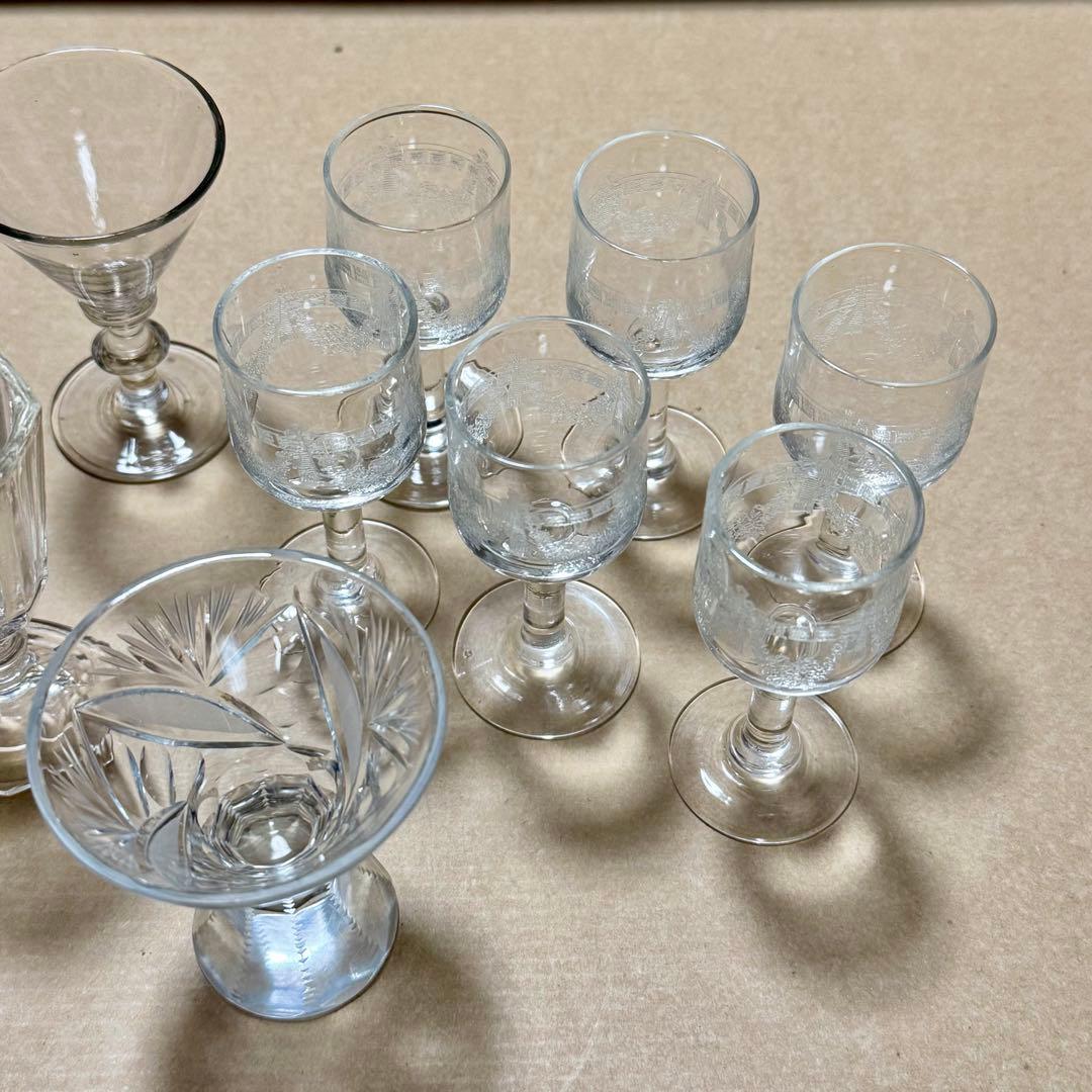 アンティークガラス 昭和レトロ￼￼￼ リキュール盃 杯 明治 和ガラス 11点
