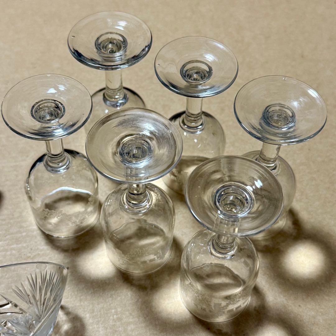 アンティークガラス 昭和レトロ￼￼￼ リキュール盃 杯 明治 和ガラス 11点