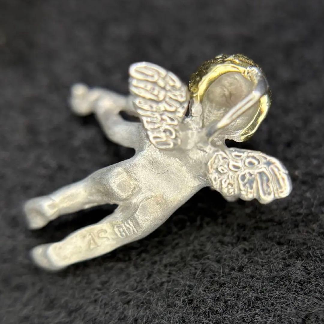 中古　職人手作りハンドメイドK18/925silverシルバ天使ペンダントトップ