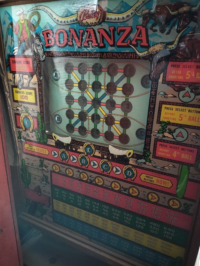 Bally BONANZA ビンゴゲーム ピンボール　ヘッドのみ 部品多数 照明