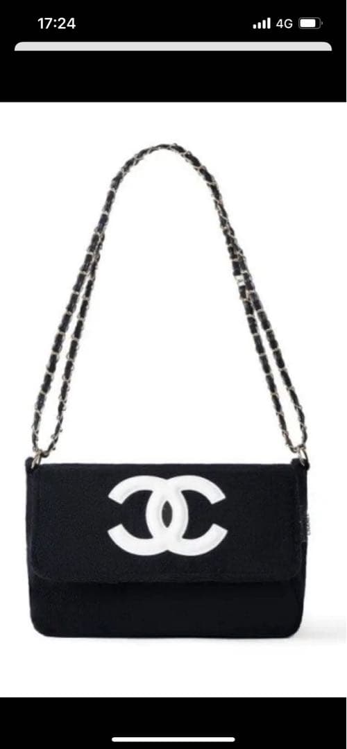 CHANEL シャネル ミニバッグ ポーチ ブラック×ホワイトロゴ¨̮⃝