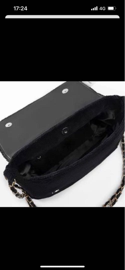 CHANEL シャネル ミニバッグ ポーチ ブラック×ホワイトロゴ¨̮⃝