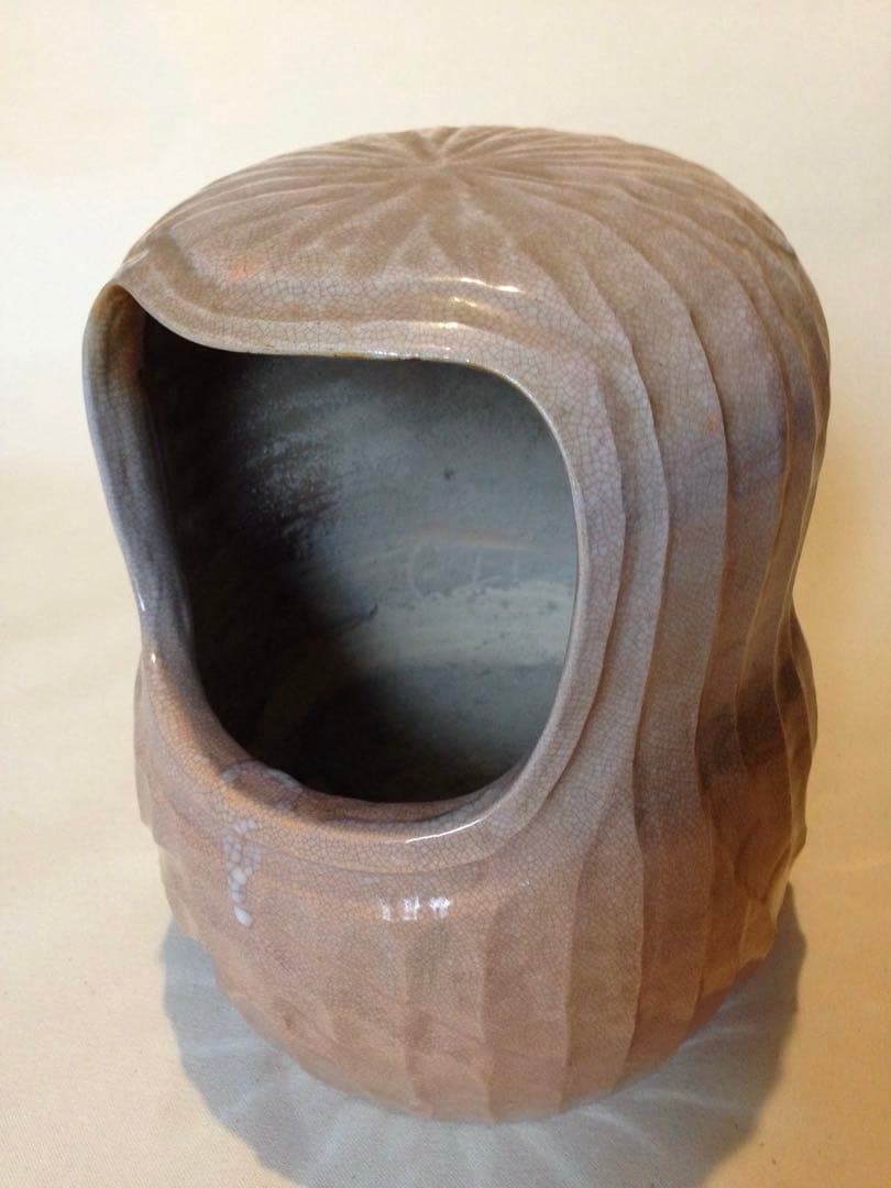 希少！経年70年以上 萩焼 だるま火鉢 手火鉢 手炙り 手炉 陶器 茶道具 花器