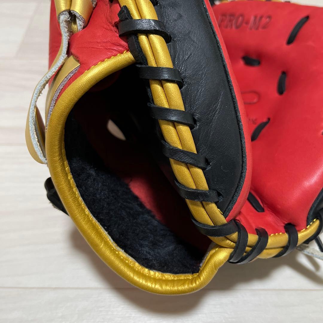 ハタケヤマ 軟式 キャッチャーミット シェラームーブ PRO-M2 赤×黒×金