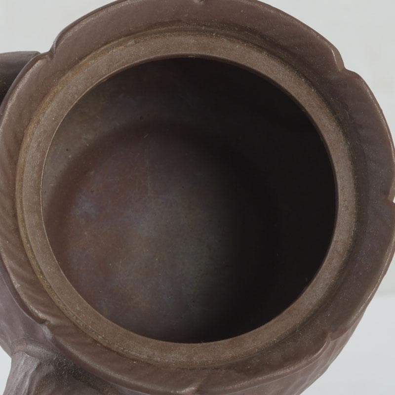 煎茶道具　萬古焼　英山造　紫砂　朱泥　鳥顔出　横手急須　V　9620