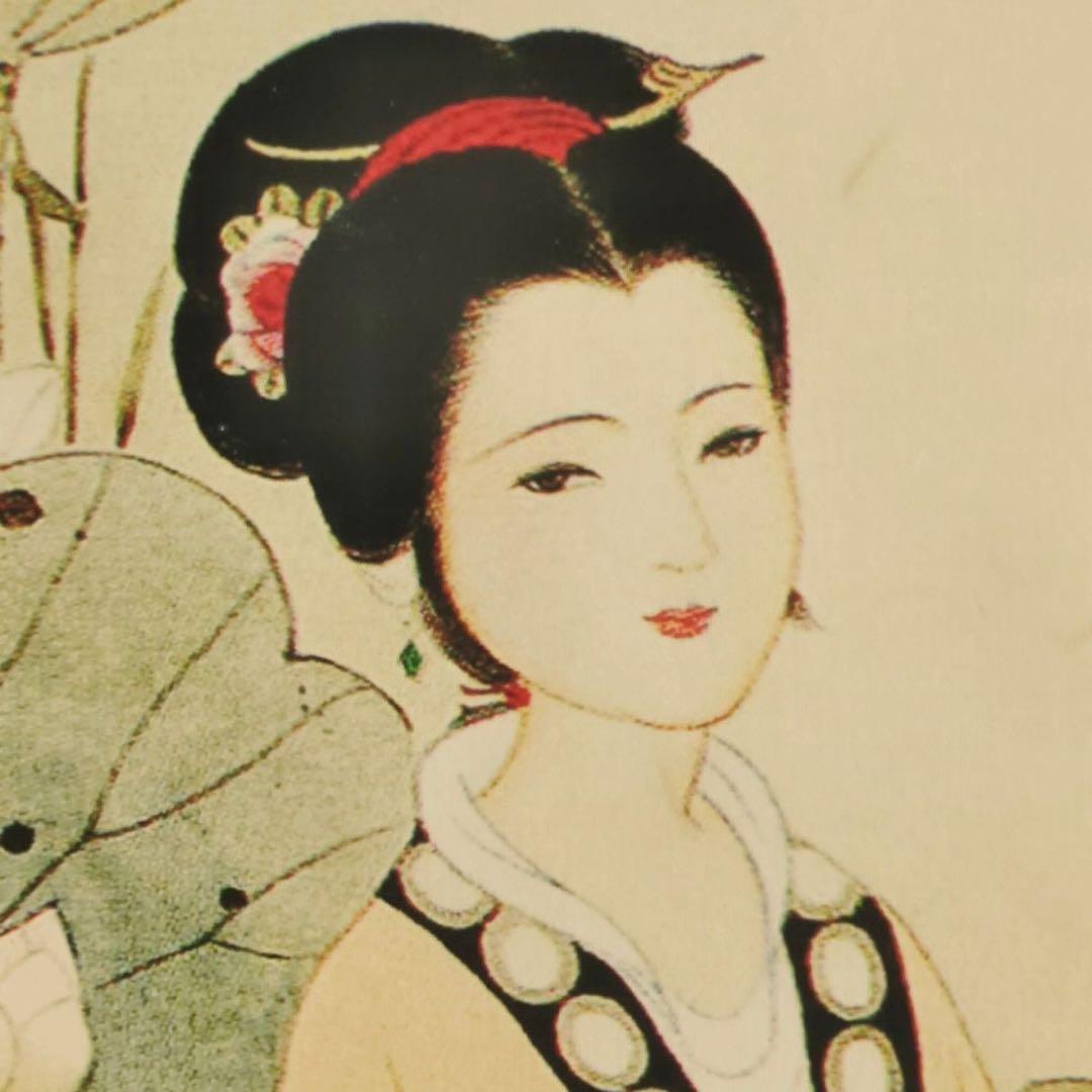 中国美人画 掛軸｜楊淑涛 仕女図｜絹本 工筆人物画｜三尺中堂｜床の間