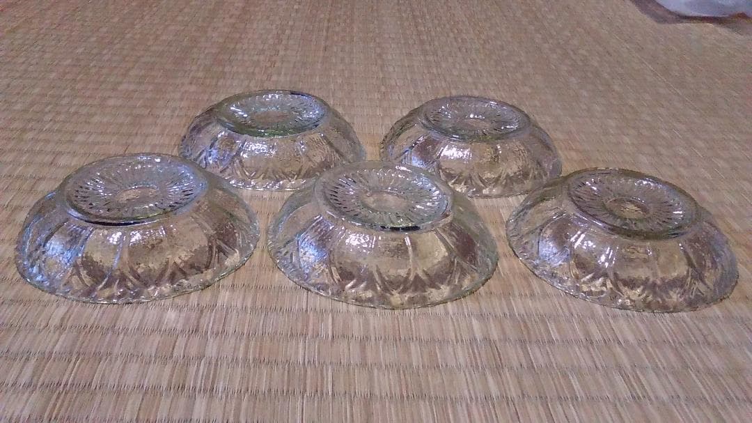 ５枚セット 型吹きガラス 明治 鉛ガラス 皿