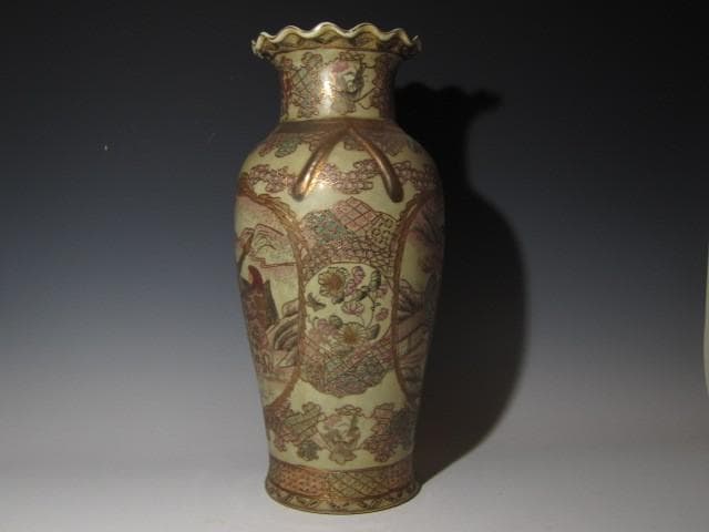【期間限定値下】古薩摩 金襴七福神文大花瓶 全高51ｃｍ o462