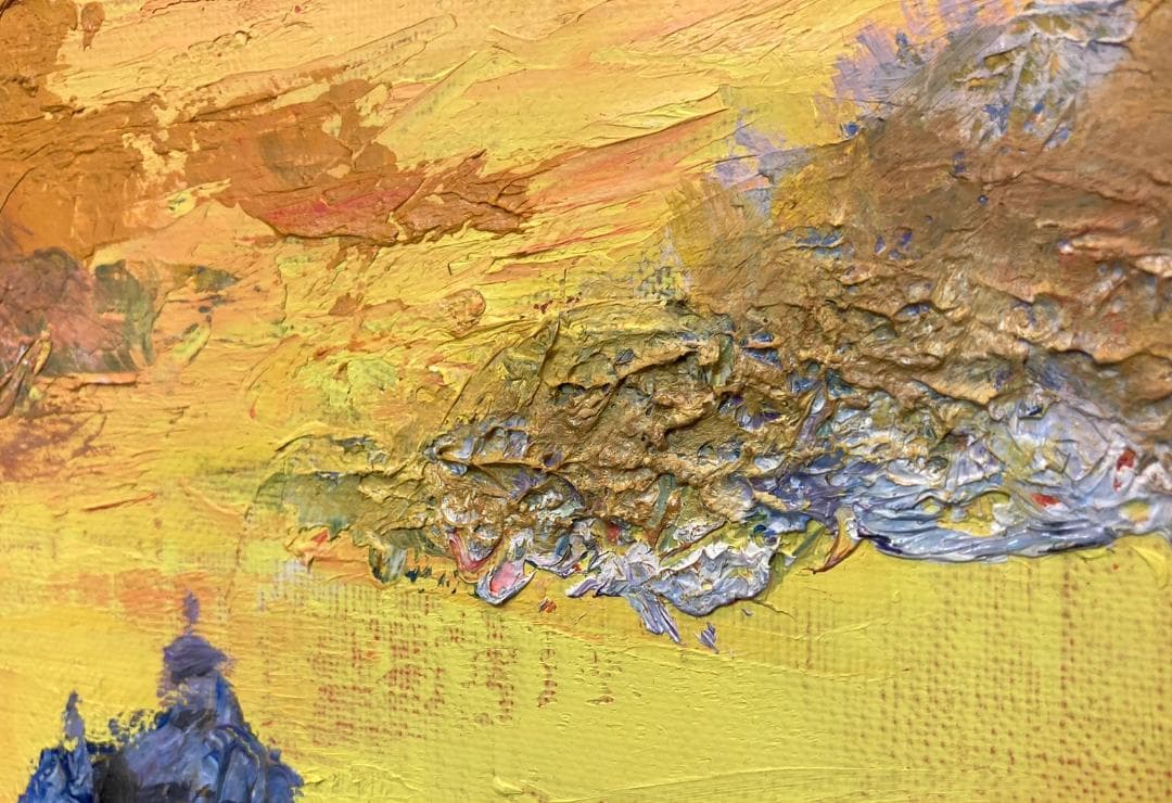 安井曾太郎／文化勲章受章「夕日に海」油彩 額装 絵画