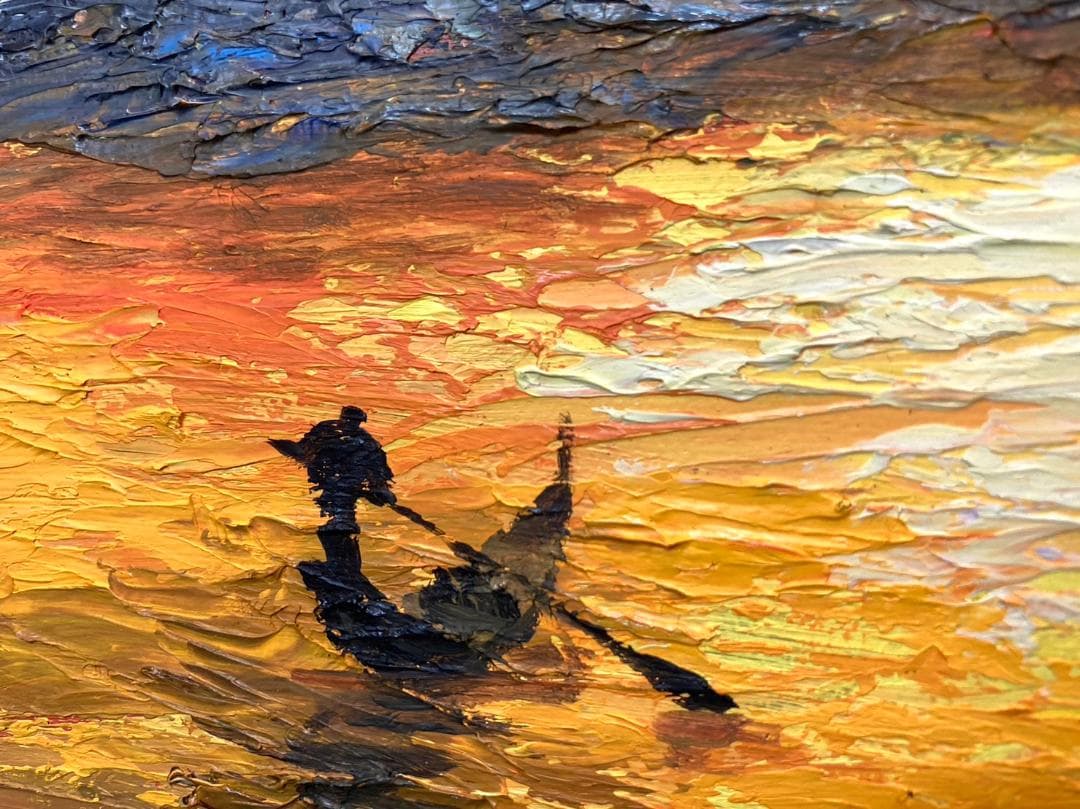 安井曾太郎／文化勲章受章「夕日に海」油彩 額装 絵画