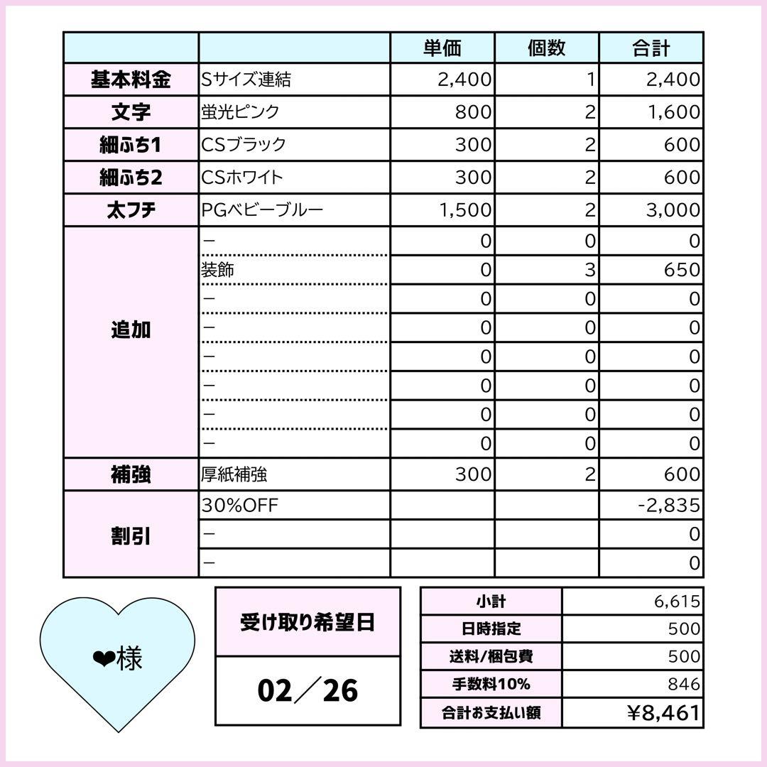 ❤︎ページ♡ネームボード うちわ文字 連結文字パネル オーダー