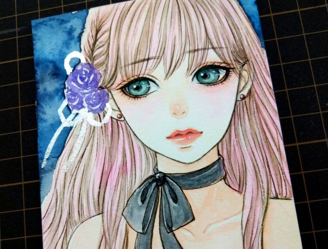 専用　手描きイラスト　水彩画　原画　美人画　オリジナル