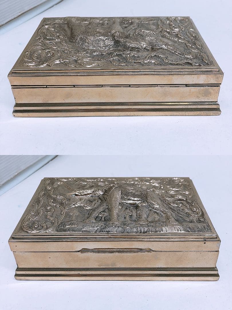 H*I様 象 刻印あり 小物入れ 金属製 工芸品 アンティーク 素材不明 中古品