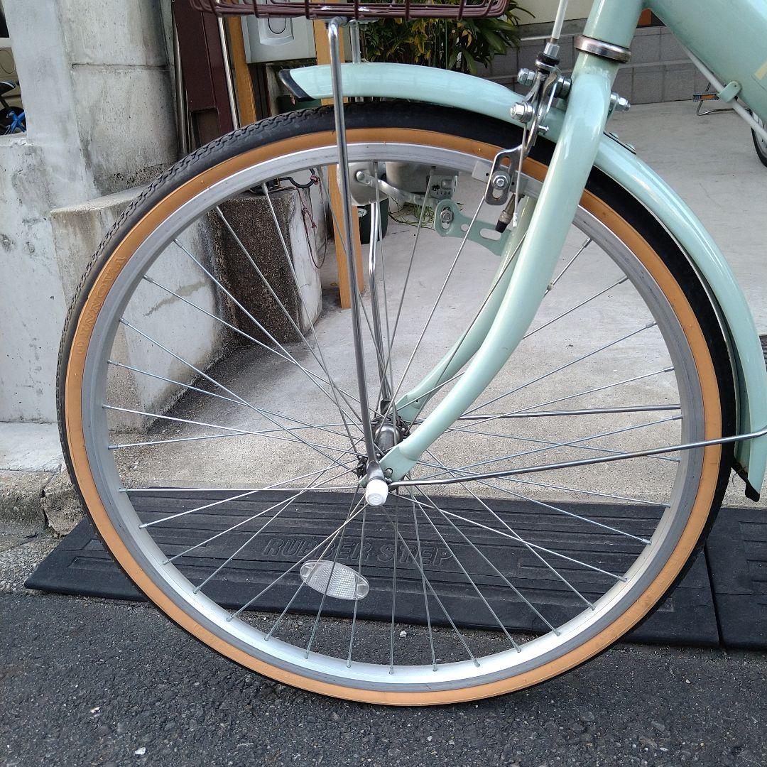 【中古美品】ミントグリーン 自転車24インチ前カゴ付き子供用 小柄な方にも