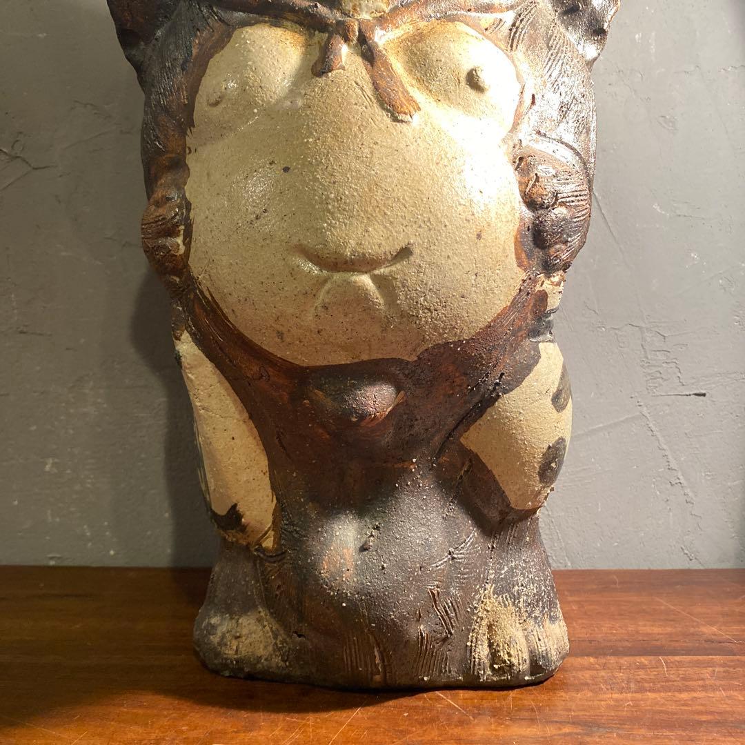 昭和レトロ 信楽焼 狸置物 48cm 縁起物 商売繁盛 たぬき 骨董品
