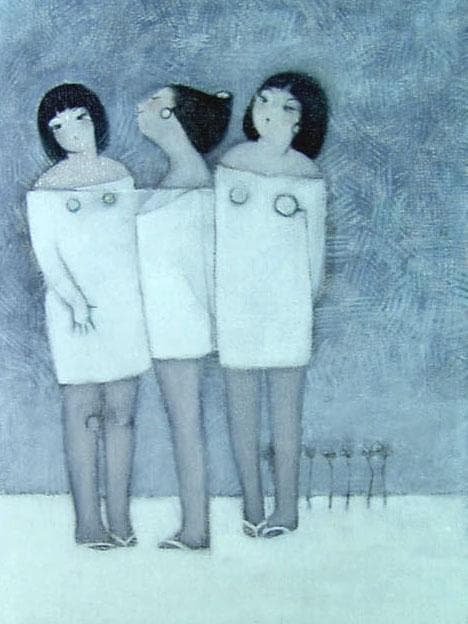 油絵 菅家令子 絵 絵画インテリア額付(銀)人物 F4-142023 雪国 子供