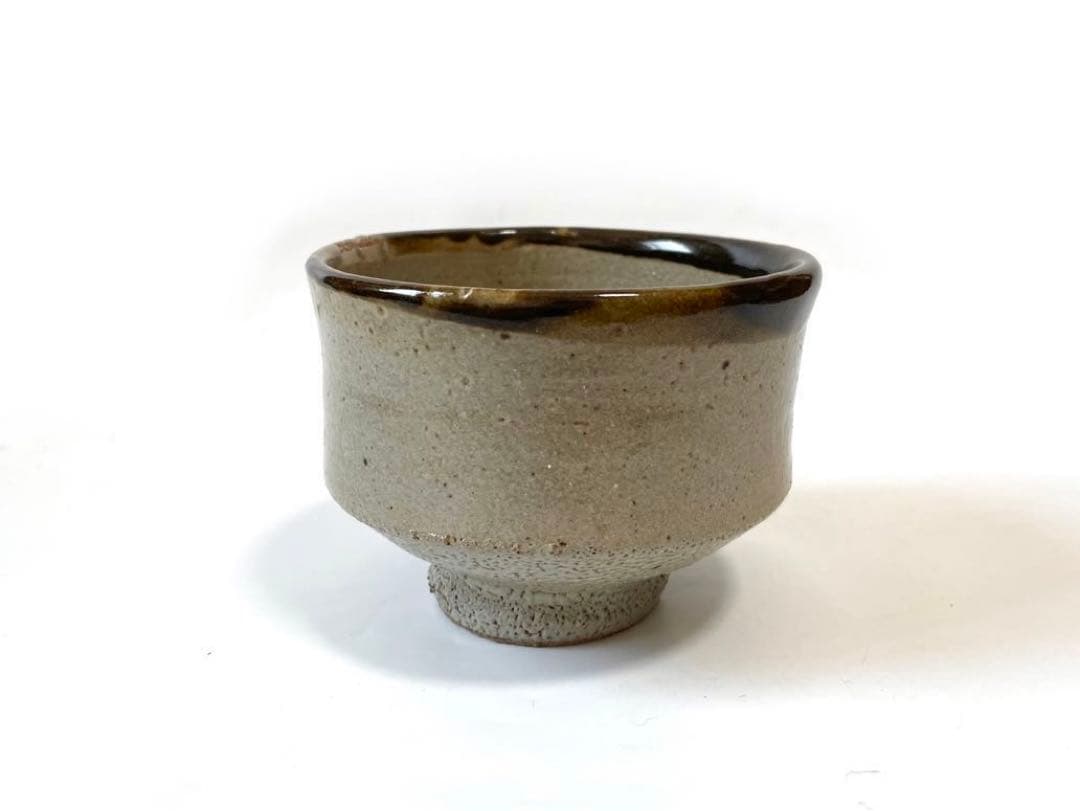 陶芸家　人間国宝　浜田庄司　濱田庄司　縁黒　茶碗　皮鯨　抹茶碗　益子焼　共箱