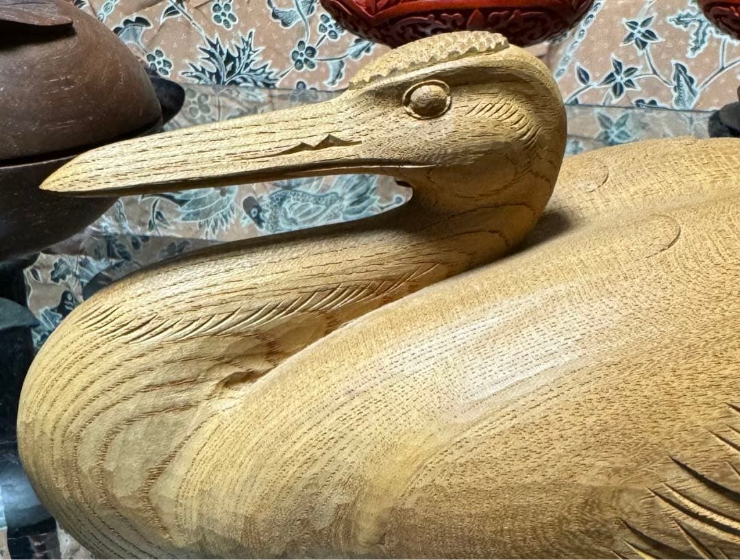 井波彫刻 林啓ニ郎 木彫鳥 工芸品 彫刻置物