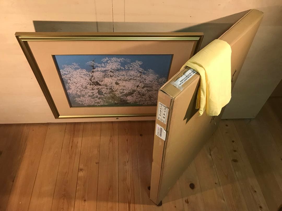 中島千波　「千歳櫻」　岩絵具方式複製画　作品証明シール有り