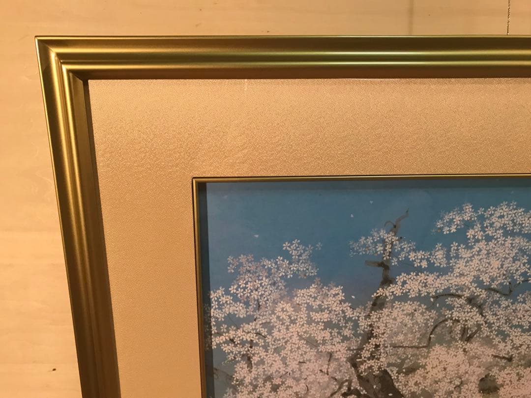 中島千波　「千歳櫻」　岩絵具方式複製画　作品証明シール有り