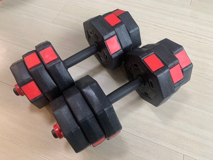 【初心者向け】【解説付き】ダンベル(10kg・可変式)とフラットベンチセット