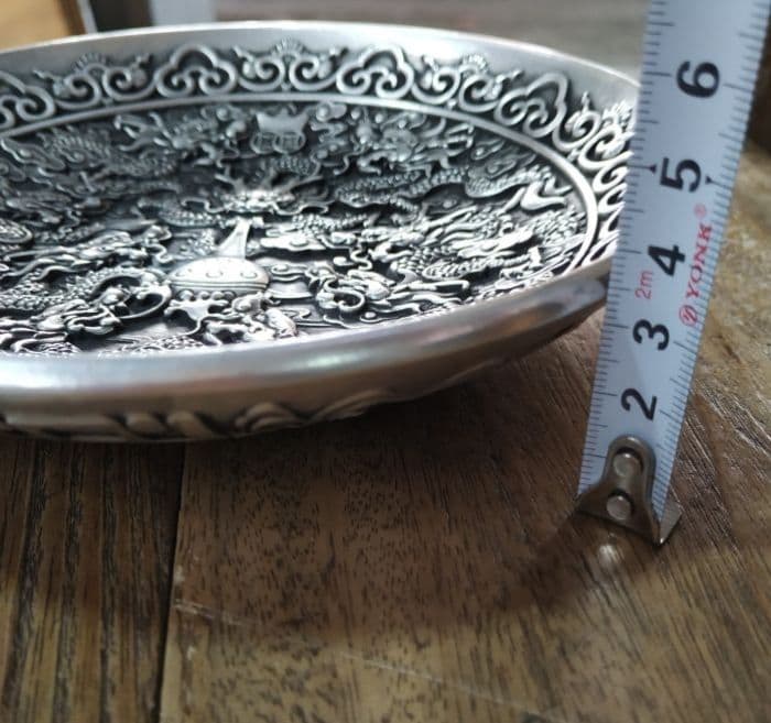 銅 細工 九龍戯珠 銅皿 銅盤 装飾品 工芸品 美術品 置物