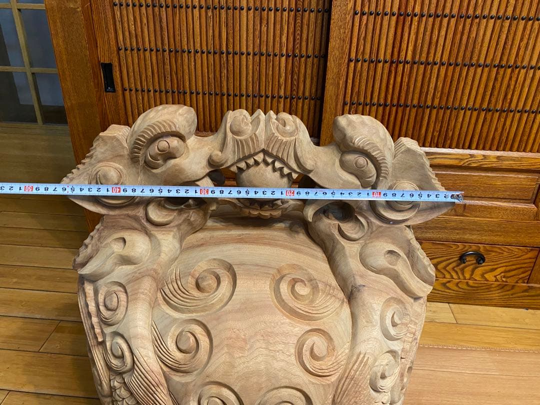 繊細彫刻。双龍。木魚工房一級在庫品寺院仏教なり物楠木木魚、超安売りセール