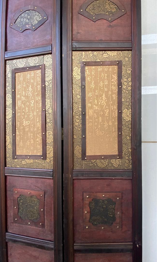 唐物 中国风の骨董品木屏風　年代不詳、骨董品　入手困難　割引相談可2