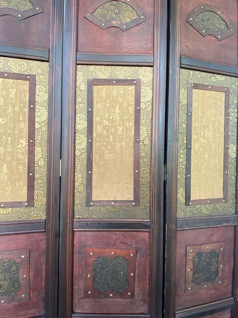 唐物 中国风の骨董品木屏風　年代不詳、骨董品　入手困難　割引相談可2