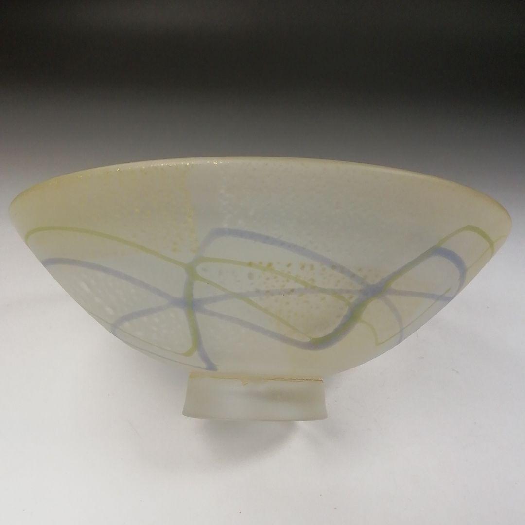 Ｔ５５６　茶碗　『ガラス茶碗』『上野良樹 作』　共箱　抹茶碗　茶道具
