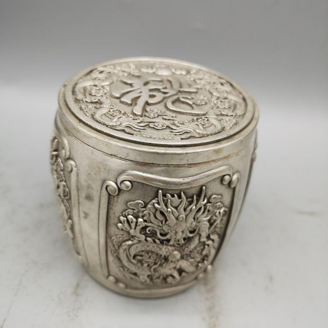 銅製 福字竜紋茶壺 茶桶 茶道具 香道具 装飾品 工芸品 置物