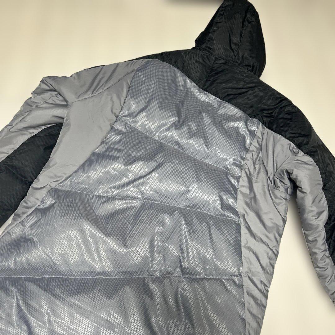 美品　Mizuno フード付き ダウン　ベンチコート ブラック/グレー