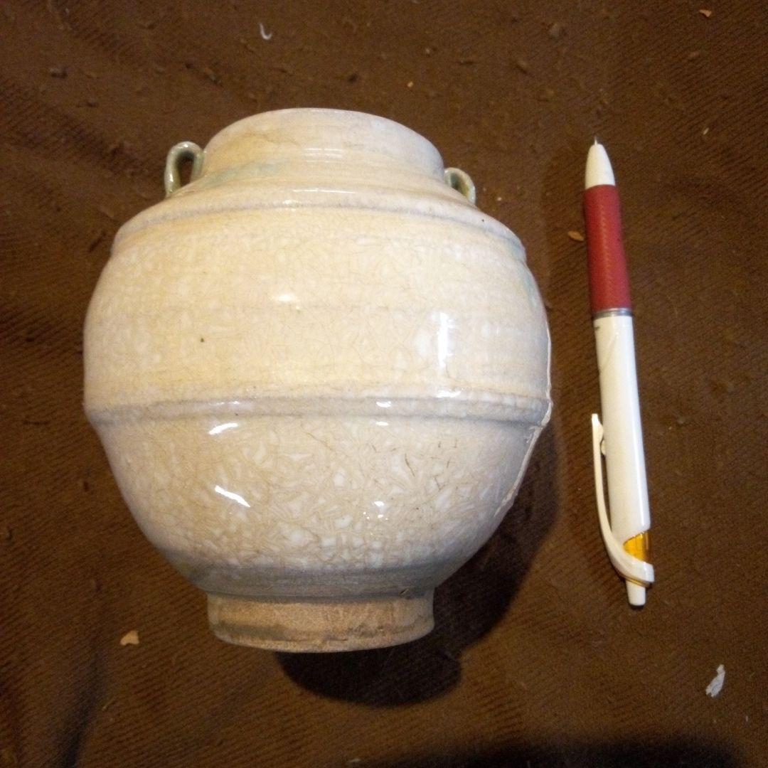 中国陶磁器　明磁州窯　双耳壺
