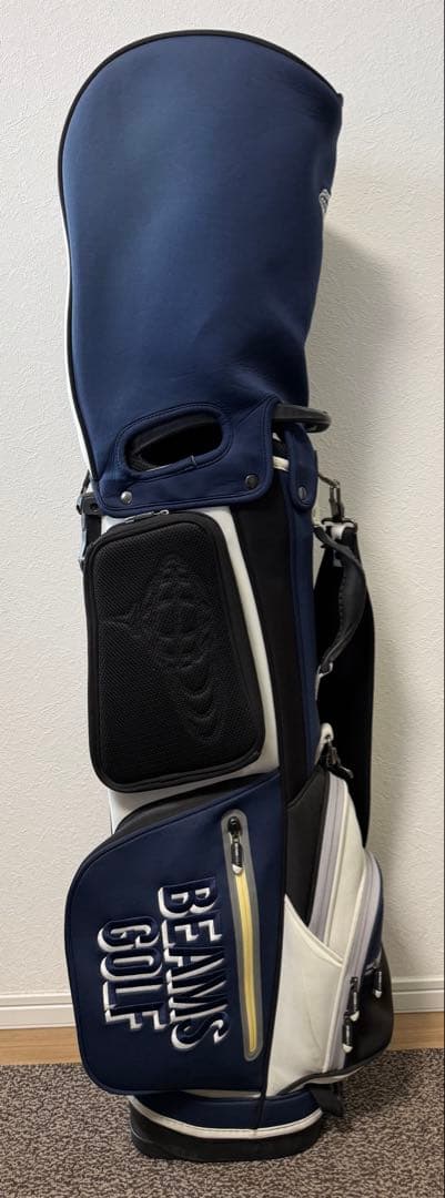 BEAMS GOLF スタンドキャディバッグ ネイビー/ホワイト 中古品