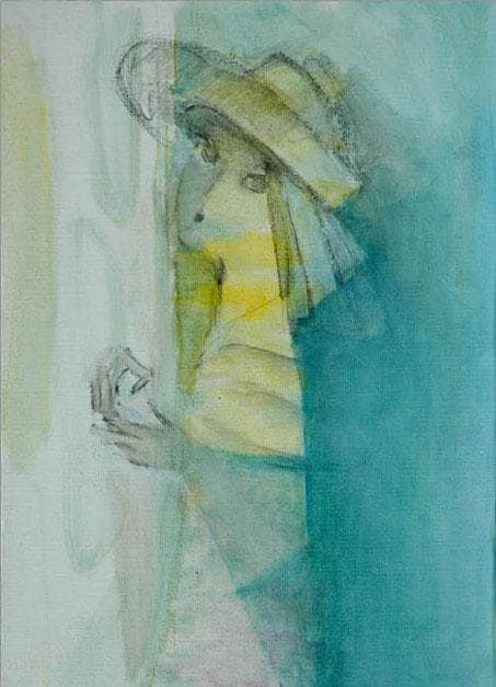 油絵 菅家令子 絵 絵画インテリア 額付(黒) F4-071012 人物 女性