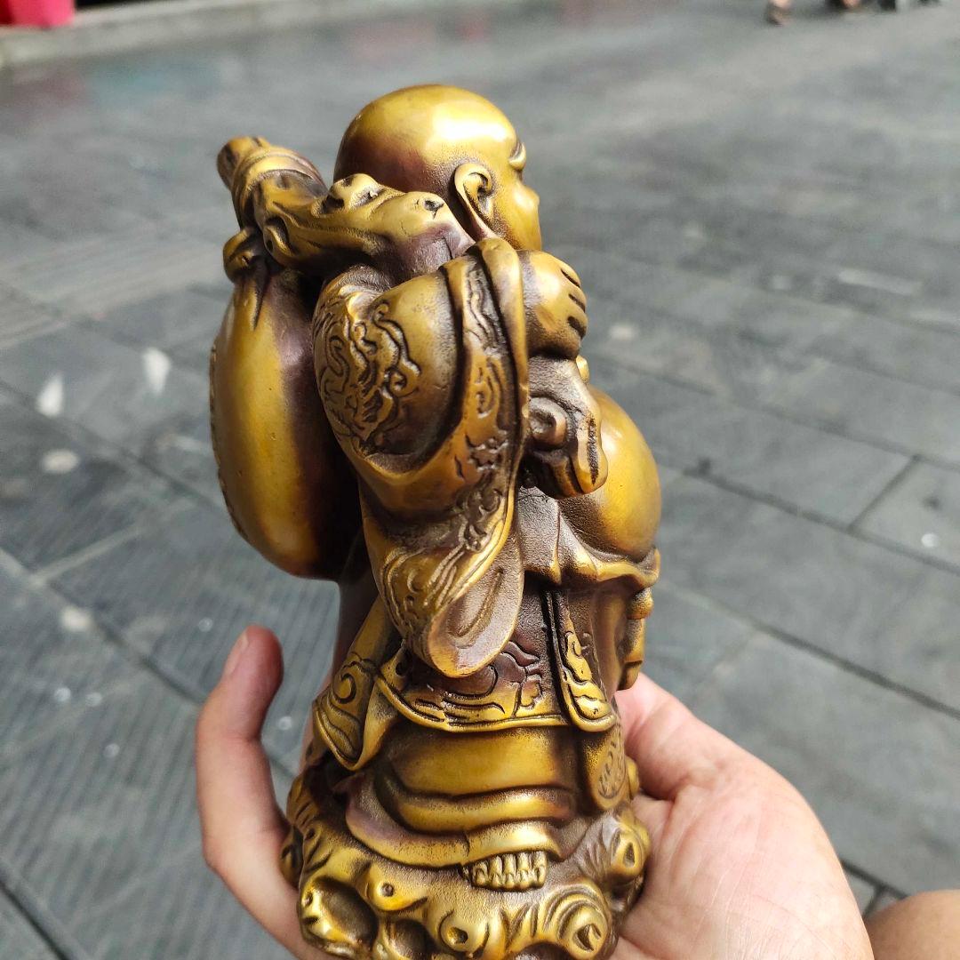 仏教美術 中国 仏像 黄金袋笑仏 弥勒仏像 銅製 銅器