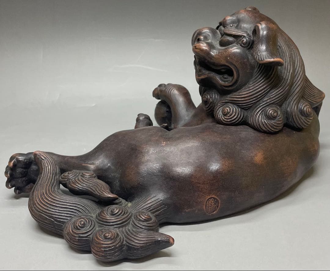 古備前　玉乗り　獅子香炉 　bg410