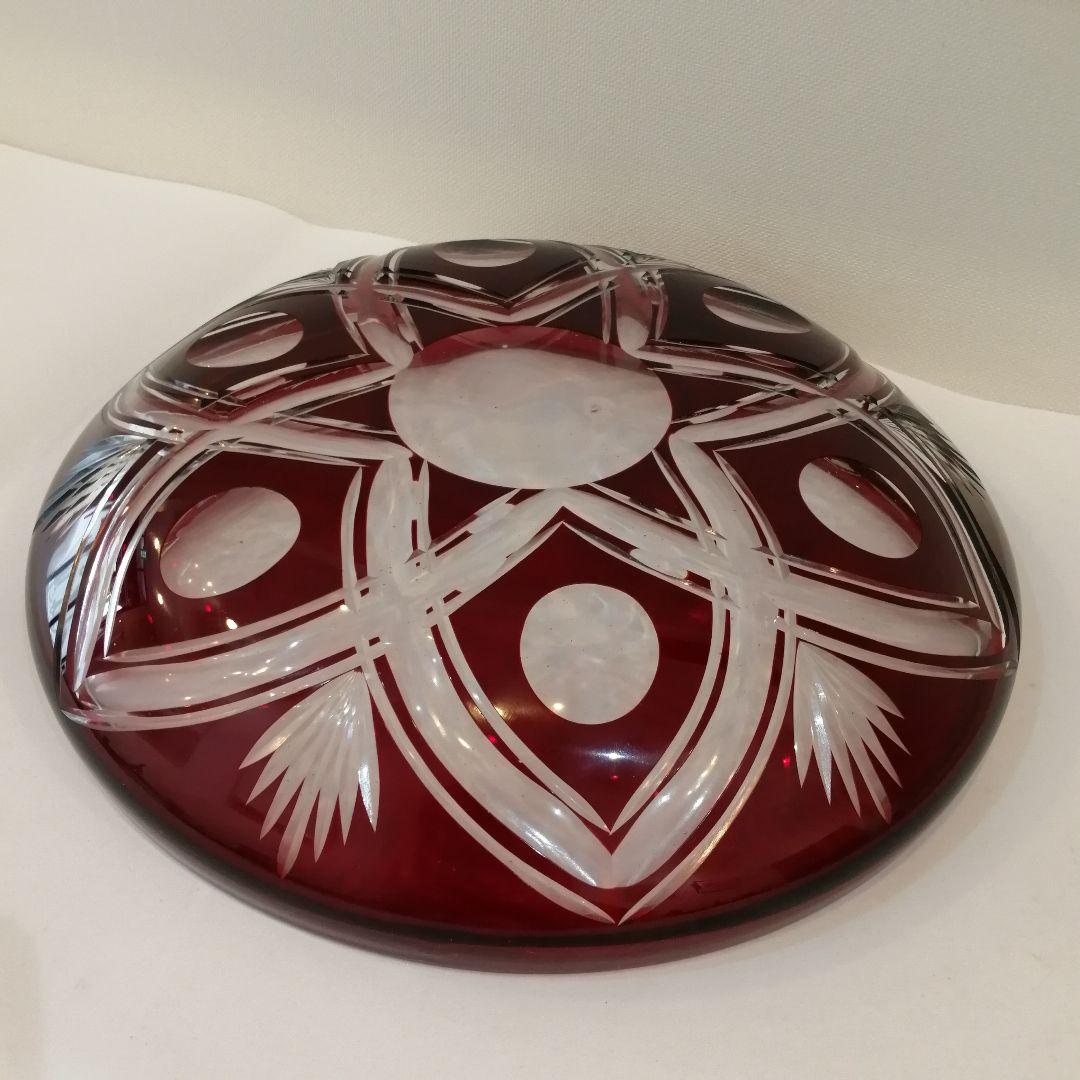 切子皿 キリコ ガラス細工 径24cm 新品未使用