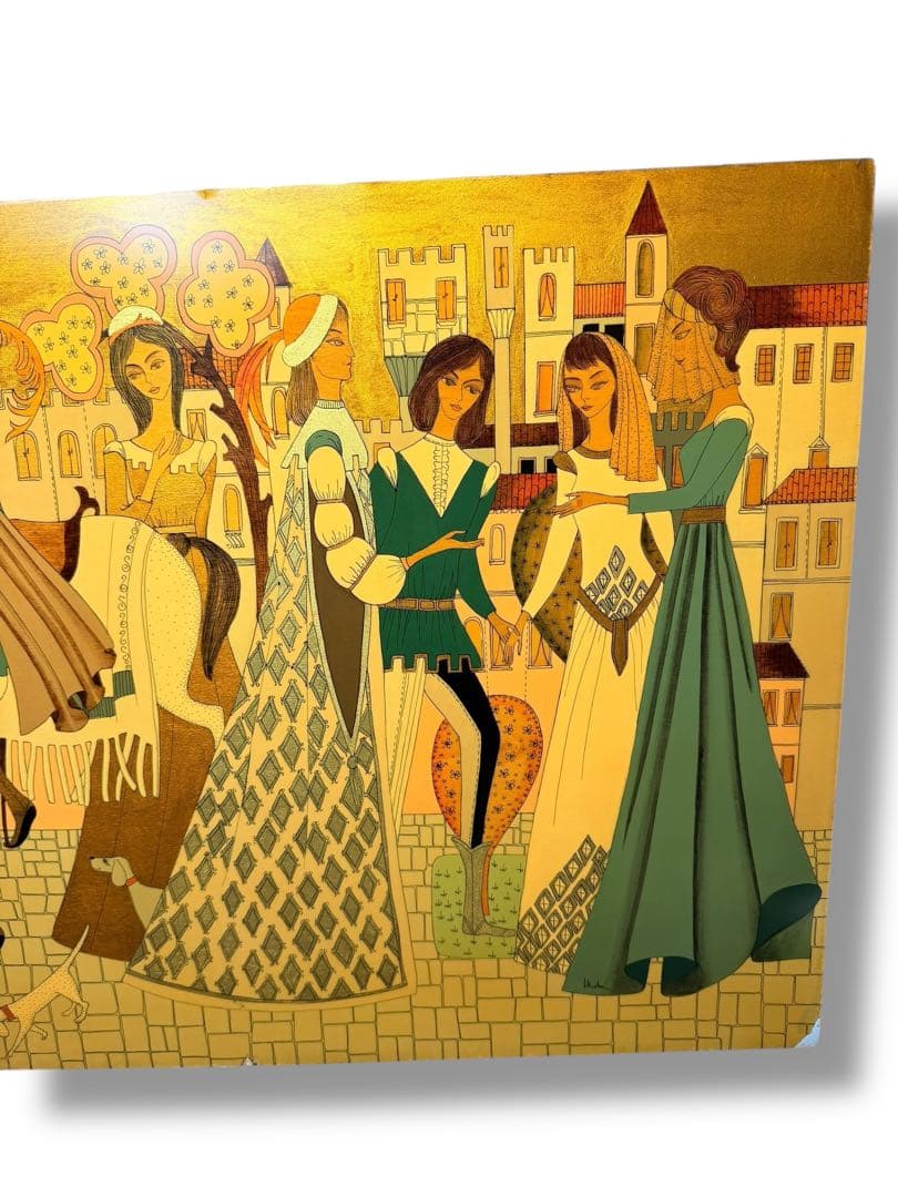 Michi Sgorbigno /木製アートパネル 中世風人物画 1970年代