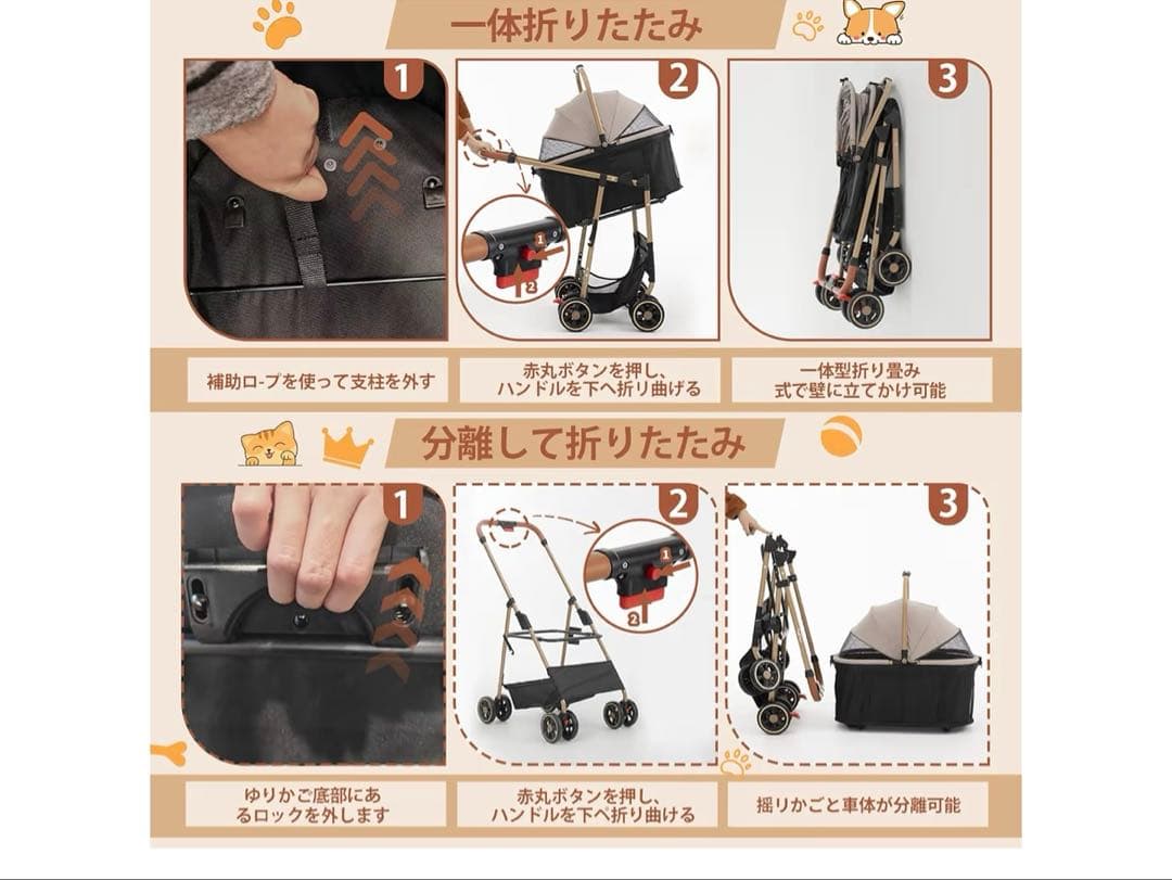 2026防水60cmゆりかご・多頭】TRAIL TAIL ペットカート 多頭