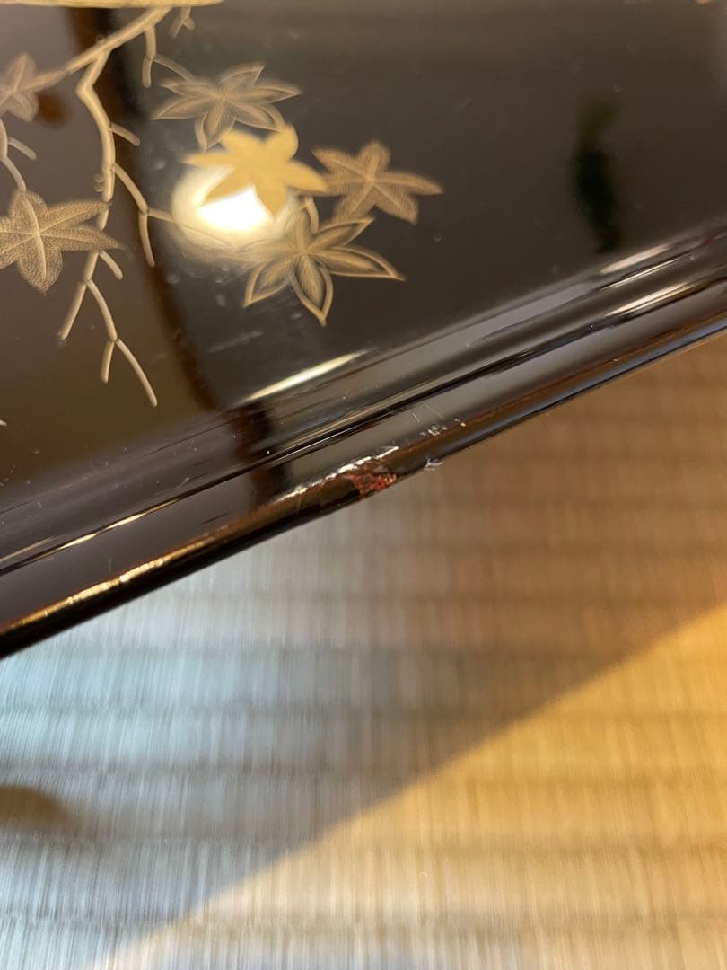 5点セット　脚付膳　お膳台　漆塗り　金　蒔絵　鳥　鷹　鶯　花　紅葉　もみじ　瓢箪