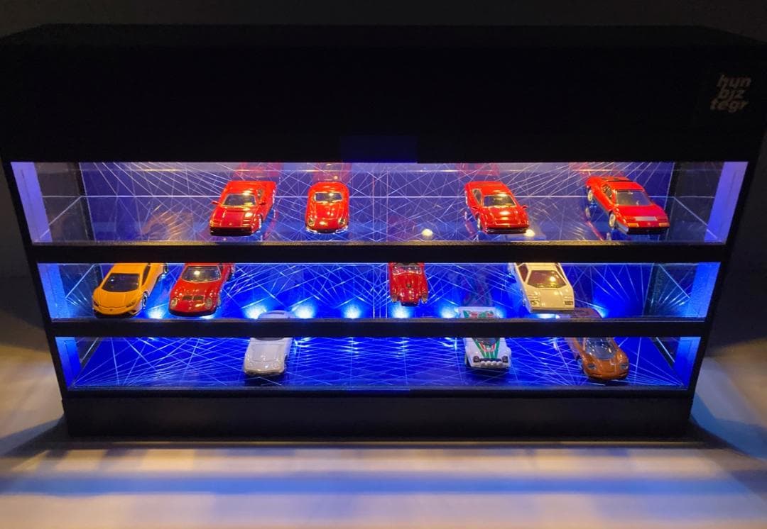 1/64展示30台可・コバルトブルー幾何学目地・ディスプレーBOX/ネオジオラマ